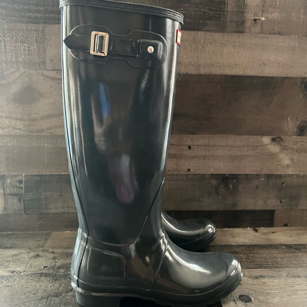 Hunter Dark Green Gloss Tall Rain Boots